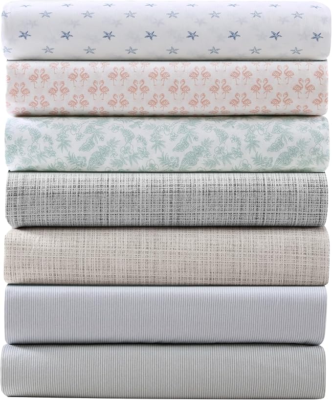 Tommy Bahama - King Sheets, Washed Percale Cotton Bedding Set, Soft & Breathable Bedroom Decor with Deep Pockets (Raffia Linen Grey, King)