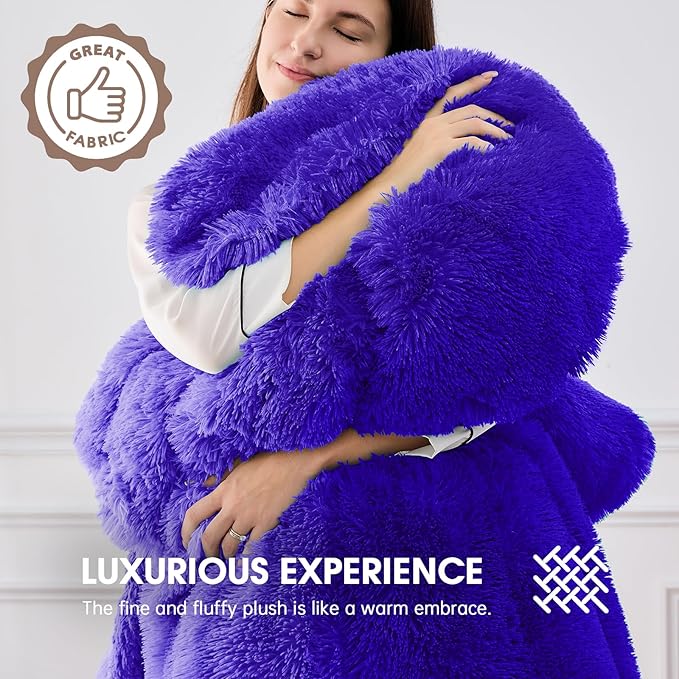Heated Electric Blanket Queen,Warm Winter Birthday Gifts for Women Her Grandma–Faux Fur with Soft Sherpa,10 Heat Settings,5 Time Settings with Fast Heating, 84x90, Sunset Purple