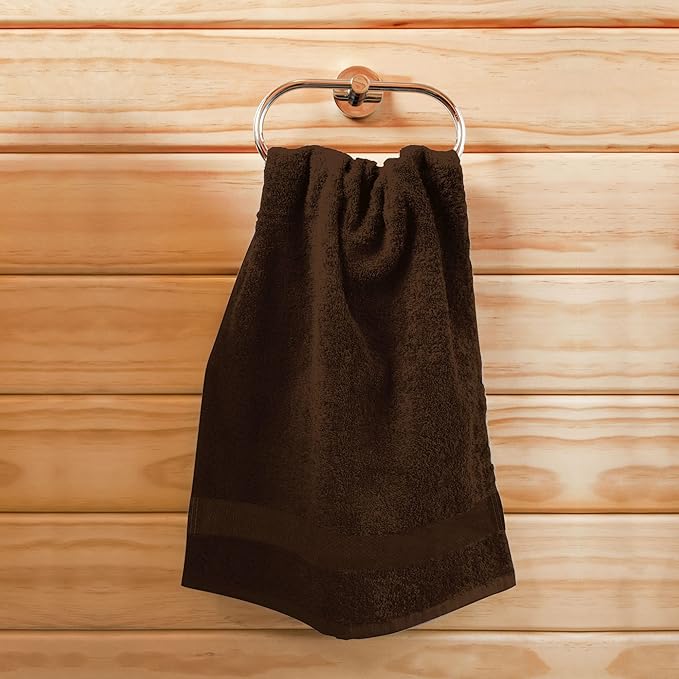 Utopia Towels, Salon Towel, Pack of 24, Not Bleach Proof, 16 by 27 Inches, Highly Absorbent Cotton Towels for Hand, Gym, Beauty, Spa, and Home Hair Care, Dark Brown
