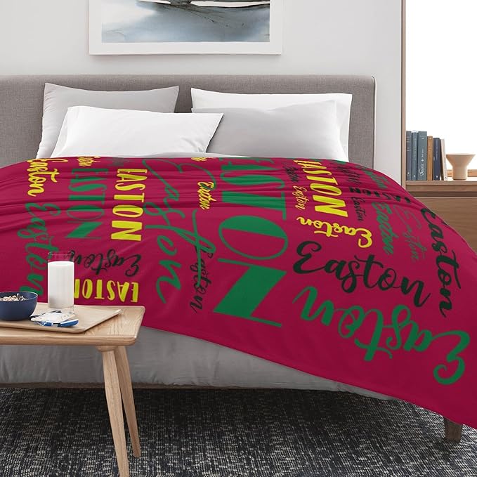 Name Blanket Personalized Blanket for Adult Kids Flannel Customize Throw Blanket Custom (Color 15, 30 x 40 Inches)