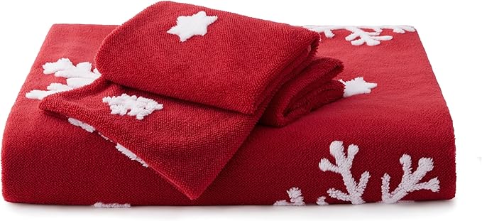 Bedsure Fluffy Duvet Cover Set - Ultra Soft Plush Shaggy Comforter Cover Queen Size, Warm Flannel Fleece Bed Sets for Winter, 3 Pieces, Snowflake Pattern, Red