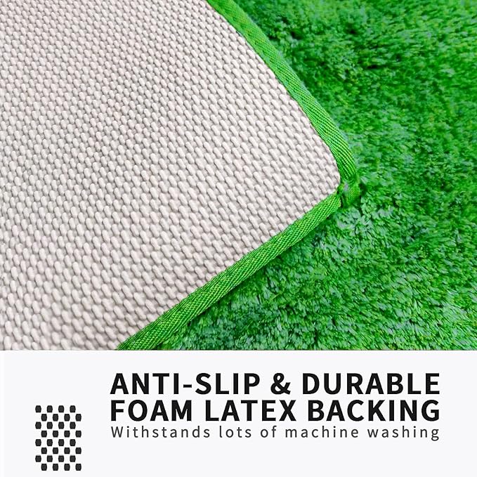 FIFU Bathroom Rugs 17" W x 24" L, Bath Mat for Bathroom, Bedroom, Laundry Room & Kitchen, Non-Slip Rubber Latex Backing, Extra Soft and Absorbent Polyester Carpet, Machine Washable Rug, Green