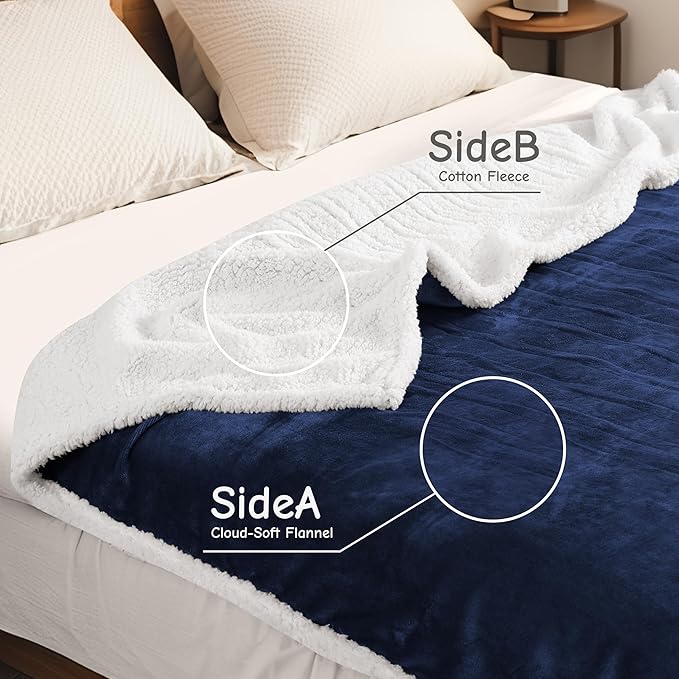 Electric Heated Blanket Full Size 72"x84", Soft Flannel with Overheat Protection, 6 Adjustable Heat Settings & 10-Hour Auto-Off Timer, Fast Heating for Winter Comfort, Navy Blue