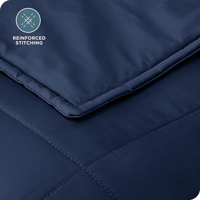 Bare Home Weighted Blanket Queen Size 20lb (60" x 80") for Adults - All-Natural 100% Cotton - Premium Heavy Blanket Nontoxic Glass Beads (Dark Blue, 60"x80")