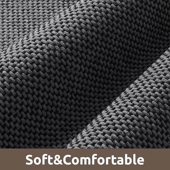 AMOAMI Chenille Bath Mat Super Absorbent Bathroom Mat Quick Dry Low Pile Bath Mats for Bathroom Washable Rubber Backed Bathroom Runners Fit Under Door, Front of Bathtub, Sink, Darkgrey&Black 24"x48"