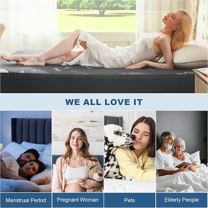 BEDLORE Full Size Waterproof Mattress Protector Viscose Derived from Bamboo, Soft Mattress Cover Fitted with Deep Pocket 6"-15", Breathable & Cooling Noiseless Mattress Pad, Machine Washable(Gray)