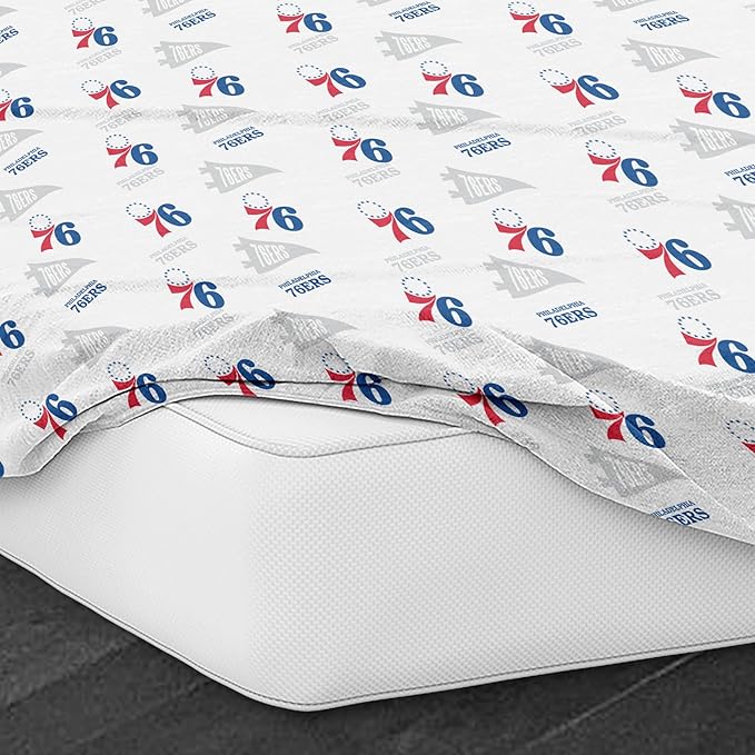 Northwest Officially Licensed Philadelphia 76ers NBA Full Size Sheet Set – Soft Team Logo Bedding for Dorms, Bedrooms, Fan Caves & Game Day Style