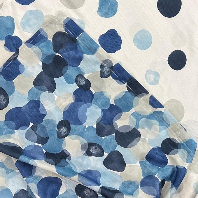 Serafina Home Modern Navy Blue Fabric Shower Curtain for Bathroom: Cascading Water Splash Pattern of Navy, Light Blue Light Grey and White