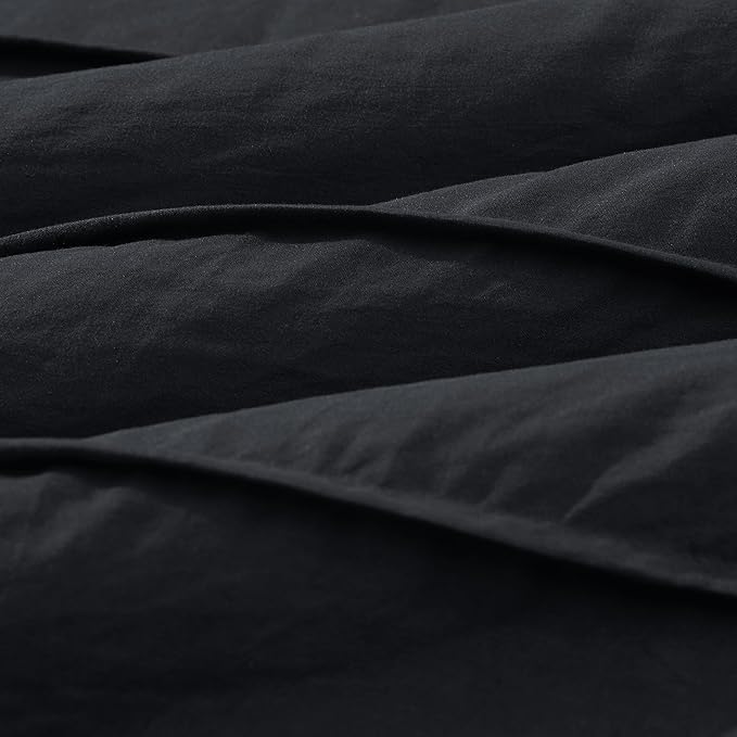 Bedsure Black Twin XL Comforter Set - 3 Pieces Pinch Pleat Bed Set, Down Alternative Bedding Sets for All Season, 1 Comforter, 1 Pillowcase, 1 Decorative Pillow