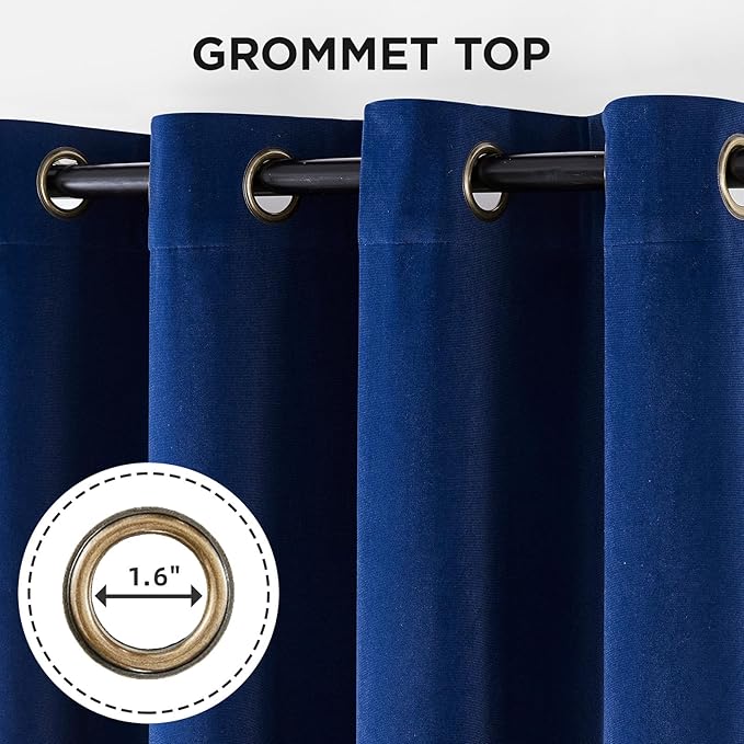 Joydeco Royal Blue 100% Blackout Curtains 72 Inch 2 Panels, Luxury Thermal Royal Blue Velvet Curtains for Bedroom Living Room, Soundproof Blackout Window Drapes, Grommet Top (52W x 72L)