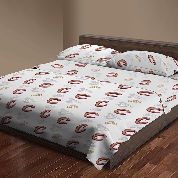 Northwest Officially Licensed Cleveland Cavaliers NBA Queen Size Sheet Set – Soft Team Logo Bedding for Dorms, Bedrooms, Fan Caves & Game Day Style