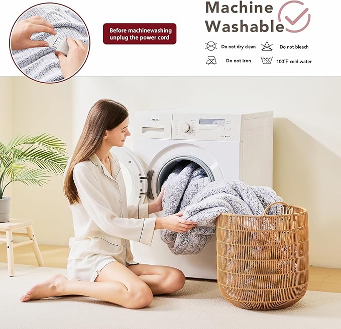 Heated Electric Blanket Queen Size - 84"x90" Flannel Heating Blanket with 10 Heating Levels & 5 Time Settings Over-Heat Protection, Winter Warmer for Adults with ETL Certification（Grey）
