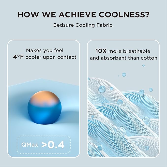Bedsure Cooling Pillow Cases, Zipper Pillow Cases Queen Size Set of 2, Cool Pillowcases for Hot Sleepers & Night Sweats, Soft & Breathable Cold Pillow Cover for Hair & Skin, Gift, Beige, 20x30 Inches