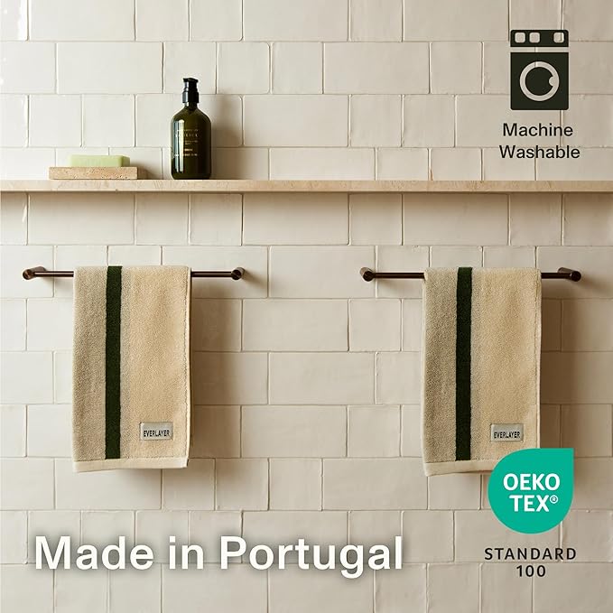 Towels - Ultra Soft, Thick and Plush, Reversible - 2 PC Luxury Hand Towels (16"x 28"), 550 GSM,100% Combed Cotton, Made in Portugal, Perfect for Home and Bathroom, Wildwood Cognac -Janus