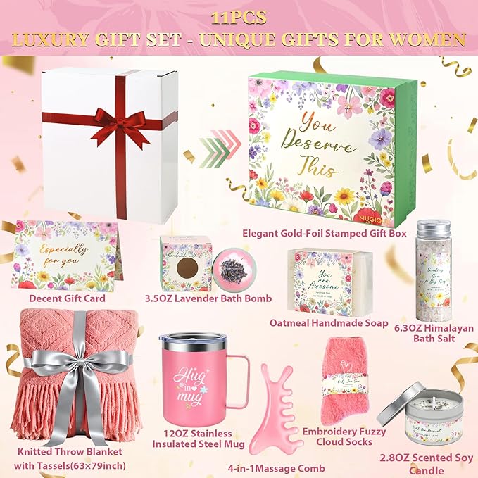 Birthday Gifts for Women,Self Care Gifts Get Well Soon Gift Baskets,Sympathy Gifts,Spa Gift Set,Thinking of You,Thank You, for Best Friend Mom Wife Sister Grandma