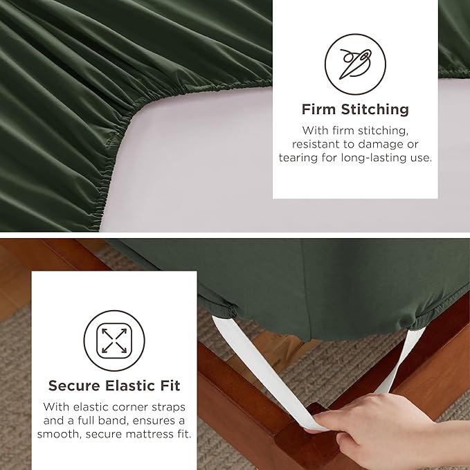 Bedsure Deep Pocket Full Size Bed Sheets Set - Fits Mattresses Up to 21 Inches Thick - 4 Piece GentleSoft Bed Sheets, Moisture Wicking, Cooling Bedsheet & Pillowcases, Easy & Secure Fit, Olive Green