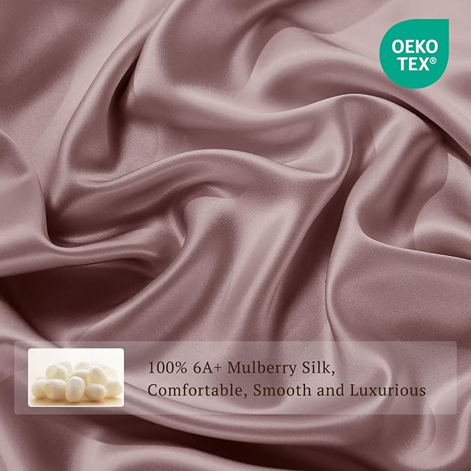 THXSILK 100% Pure Mulberry Silk Duvet Cover Set 3 Piece, 6A+ Grade Luxury Soft Bedding Silk Sheets for Hair and Skin, 1 Pcs Duvet/Quilt/Comforter Cover with 2 Zippered Pillowcases (Purple, Twin)