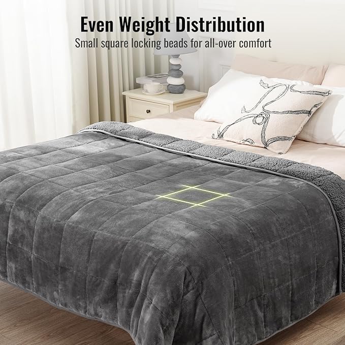 Uttermara Weighted Blanket King Size 15 Pounds 90x90 Inches, Sherpa Weighted Blankets for Adult, Super Soft Fluffy Warm Sherpa & Cozy Plush Fleece, Heavy Blanket Great for Calming and Sleep, Grey