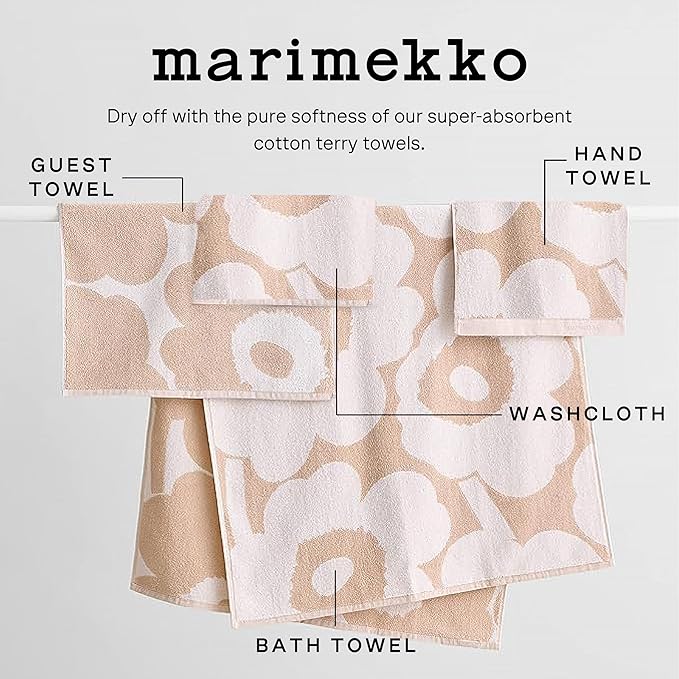 MARIMEKKO Unikko Terry Cotton Guest Towel (Blue) – Floral Patterned Guest Towels – 20 in x 12 in