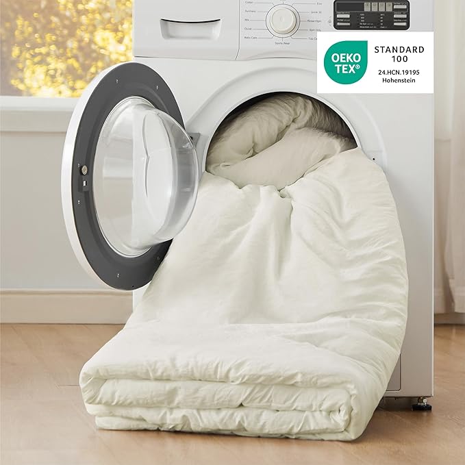 Bedsure Oversized King Size Comforter Set, Ivory Soft Prewashed Bedding for All Seasons, 3 Pieces GentleSoft™ Down Alternative Bed Set, 1 Lightweight Comforter (120"x98") and 2 Pillowcases (20"x36")