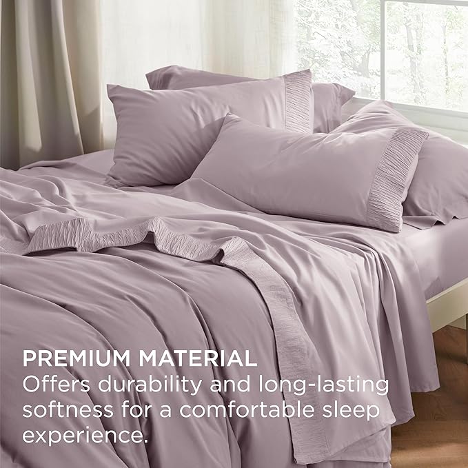 Bedsure King Size Sheets Set - 4 Pieces Soft King Sheets - Breathable & Cooling - Hotel Luxury - Easy Care Polyester Microfiber Bedding for Women, Men, Pink Mocha