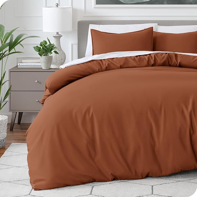 Bare Home Bedding Duvet Cover Extra Long Size - Premium 1800 Super Soft Collection - Lightweight, Cooling - Soft Breathable Bedding Duvet Cover (Twin/Twin XL, Terracotta)