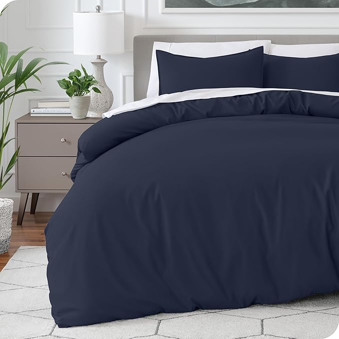 Bare Home Bedding Duvet Cover Queen Size - Premium 1800 Super Soft Collection - Lightweight, Cooling - Soft Breathable Bedding Duvet Cover (Queen, Midnight Blue)