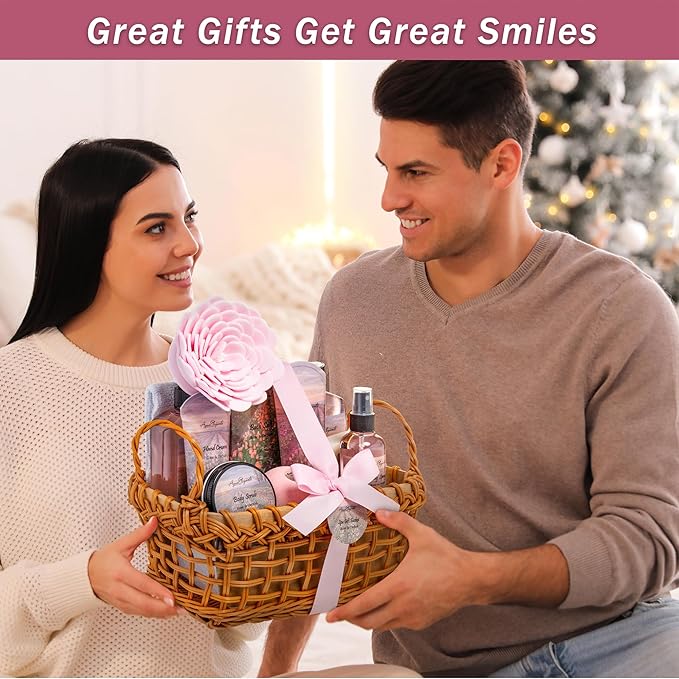 Spa Baskets For Women - Luxury Bath Set With Lavender & Tea Tree Oil - Spa Kit Includes Wash, Bubble Bath, Lotion, Bath Salts, Body Scrub, Hand Cream, Shower Puff, Bathbombs, Soap and Towel