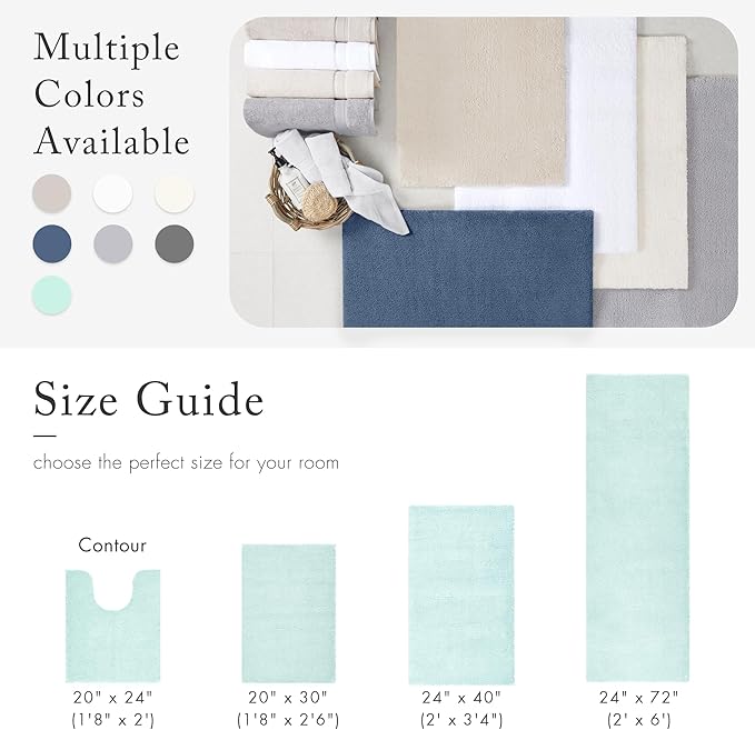 Madison Park Signature Marshmallow Bathroom Rug Non Slip, Luxrurious Plush Bath Mat, Absorbent, Quick Dry, Spa Design Bath Room Décor, 20x30, Seafoam