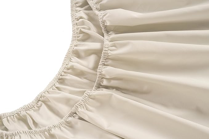 LANE LINEN 100% Cotton Twin Sheets – 450 Thread Count Sateen Sheets, Naturally Cooling & Soft, 15” Deep Pocket Fully Elasticized Fitted Sheet, Hotel Quality Bedding, Machine Washable, Ivory