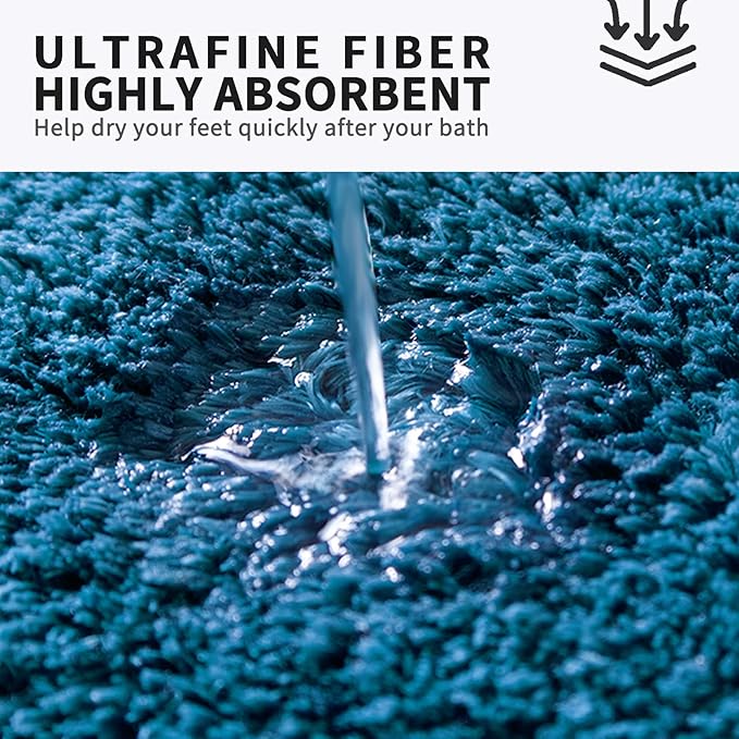 FIFU Bathroom Runner Rug 24" W x 60" L, Bath Mats for Bathroom, Bedroom & Kitchen, Non-Slip Rubber Latex Backing, Comfort & Soft Shower Bathmat & Carpet for Sink, Home & Hallways, Peacock Blue