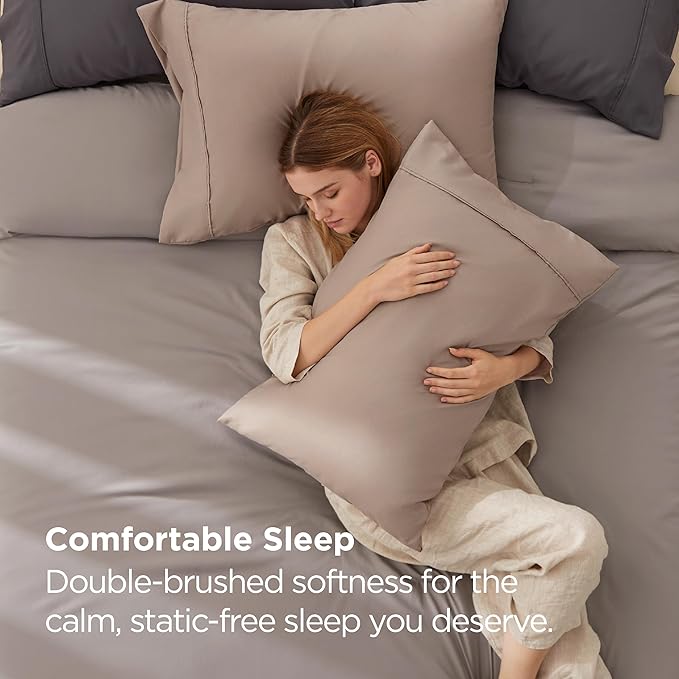 Bedsure Pillowcases Standard Size Set of 2 - Khaki Standard Pillow Cases 2 Pack 20 x 26 inches, Brushed Microfiber, Pillow Case Covers with Envelope Closure