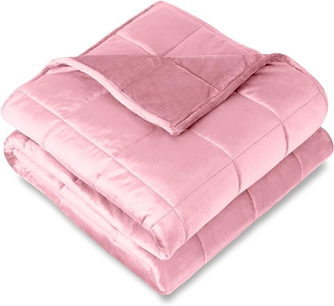 Bare Home Weighted Blanket King Size 25lb (80" x 87") for Adults - Minky Fleece - Premium Heavy Blanket Nontoxic Glass Beads (Light Pink, 80"x87")