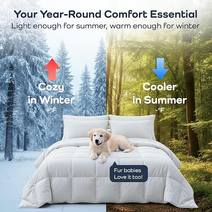 Olive + Crate 100% Viscose Derived from Bamboo - King Size - Hypoallergenic, Cooling & Moisture-Wicking Bedding - All Season Lightweight Plush Design - Organic King Comforter - 102"x90"