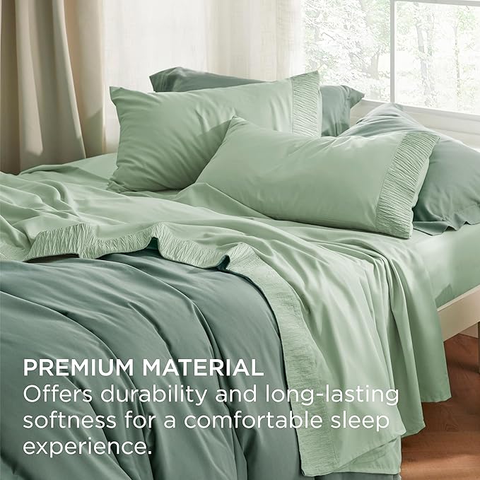 Bedsure Twin Sheets Set - 3 Pieces Soft Twin Bed Sheets - Breathable & Cooling - Hotel Luxury - Easy Care Polyester Microfiber Bedding for Women, Men, Sage Green