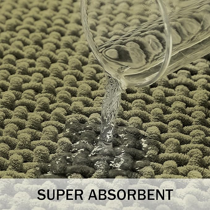 Bathroom Rugs Non Slip Washable, Super Absorbent Thin Bath Mat for Small Quick Dry Low Pile Bathroom Rug, (Dark Green, 36″x24″)