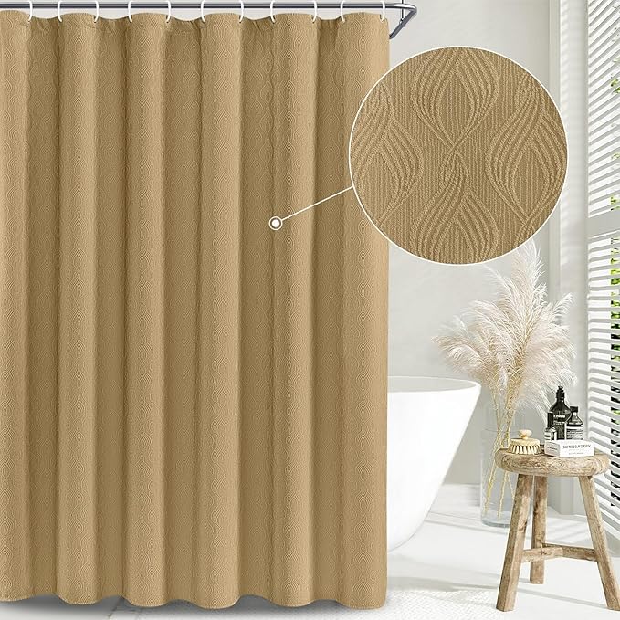 Awellife Modern Farmhouse Shower Curtains for Bathroom Fabric Brown Cotton Touch Bohemian Geometric 72" L X 72" W