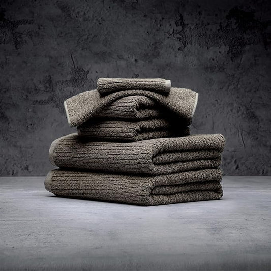 LUXOME Luxury Performance 6-Piece Bath Towel Set | Dual-Loop Design | Ultra Soft | Highly Absorbent | Quick Drying | Cobblestone