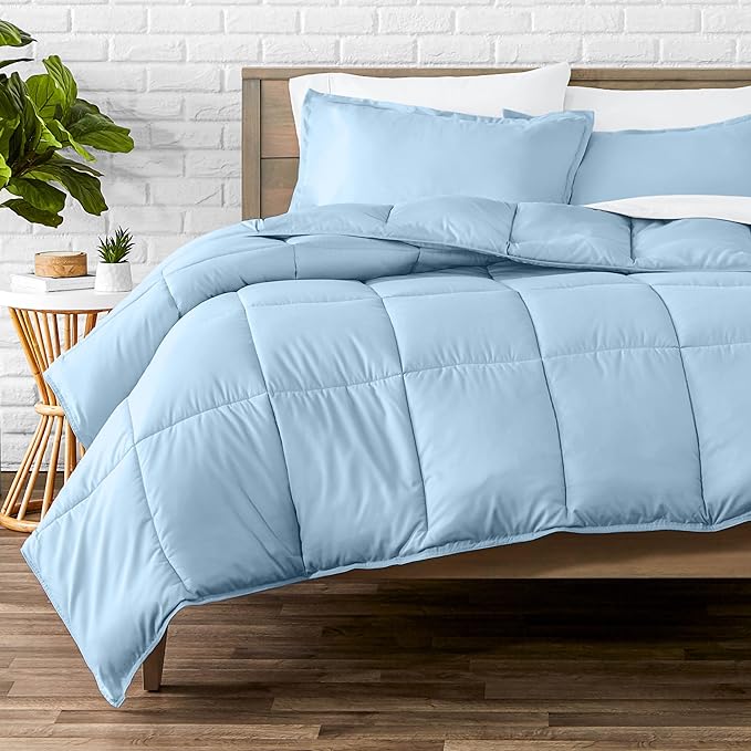 Bare Home Comforter Set - Queen Size - Ultra-Soft - Goose Down Alternative - Premium 1800 Series - Reversible - All Season Warmth (Queen, Light Blue)