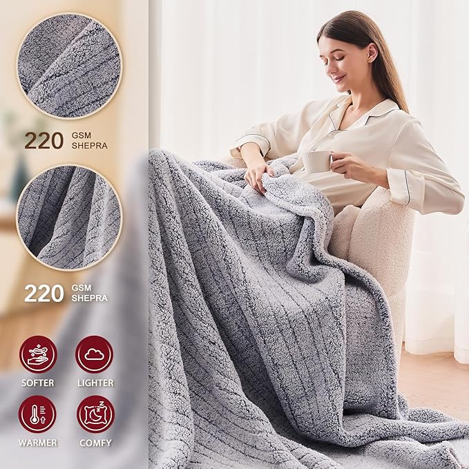 Heated Electric Blanket King Size - 100"x90" Flannel Heating Blanket with 10 Heating Levels & 5 Time Settings Over-Heat Protection, Winter Warmer for Adults with ETL Certification（Grey）