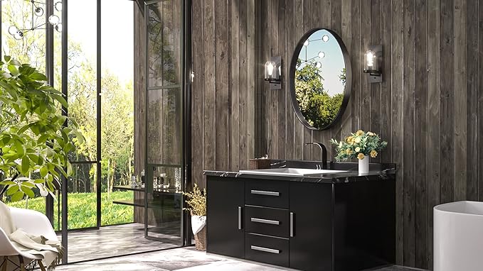 TETOTE Black Oval Mirror for Bathroom, 22 x 30 Matte Black Framed Oval Wall Mirror for Vanity, Modern Decorative Shatterproof Mirrors for Entryway, Living Room, Bedroom