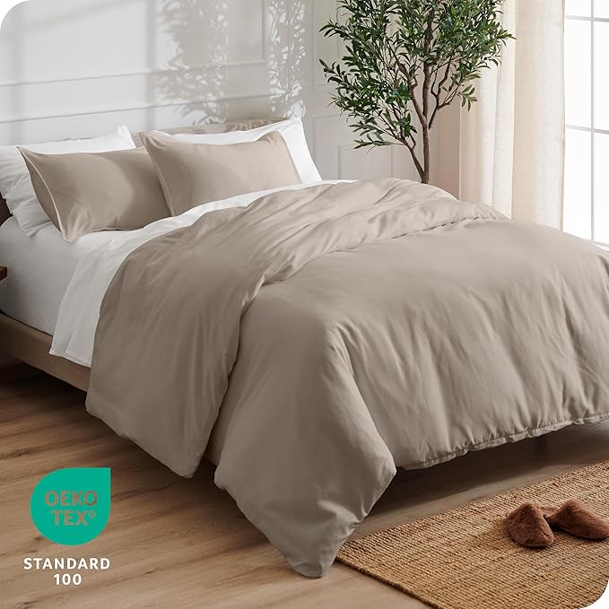 Bare Home Bedding Duvet Cover California King Size - Premium 1800 Super Soft Collection - Lightweight, Cooling - Soft Breathable Bedding Duvet Cover (Cal King, Khaki)