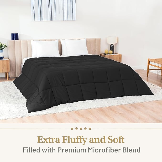 Lavish Comforts Luxury Hotel Plush Fluffy Black Comforter - 104" x 86"