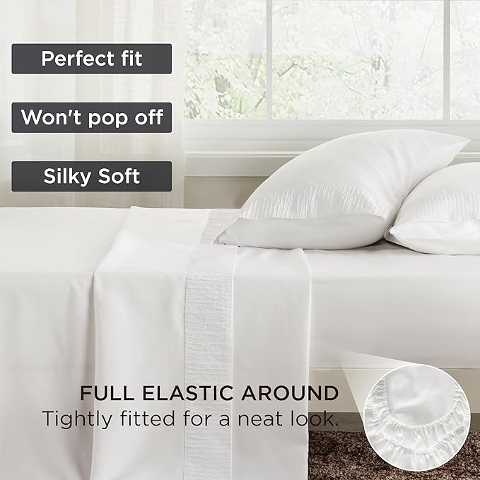 Bedsure Twin XL Sheet Sets Dorm Bedding - 3 Pieces Soft Extra Long Twin Sheets, Hotel Luxury, Easy Care Microfiber for Women, Men, White