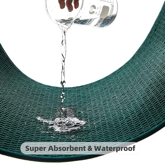Bathroom Runner Rugs, Long Bath Mat Runner Washable Thin Quick Dry Low Pile Bathroom Runner Rugs Non Slip, Dark Green 16"x60"