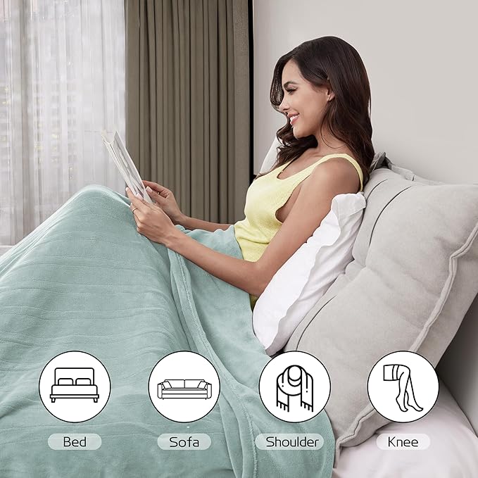 Electric Heated Blanket 72"x84" Full Size, Soft Coral Fleece with 4 Heating Levels and 10 Hours Auto-Off, Machine Washable, Cozy Plush Fabric for Home, Mint Green