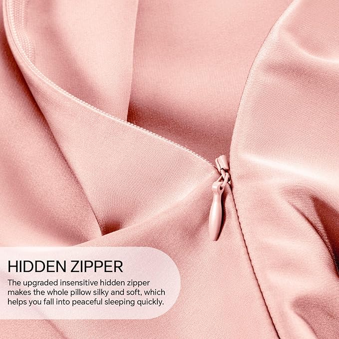 INFIIXSO Mulberry Silk Pillowcase for Hair and Skin, Silk Pillow Cases Standard Size with Hidden Zipper 20x26 Inches, Ultra Smooth and Soft Cooling Pillow Cases for Hot Sleepers(Rose Pink, 1 Pack)