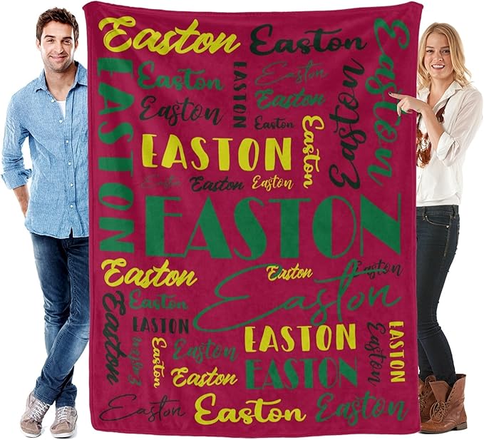 Name Blanket Personalized Blanket for Adult Kids Flannel Customize Throw Blanket Custom (Color 15, 40 x 50 Inches)
