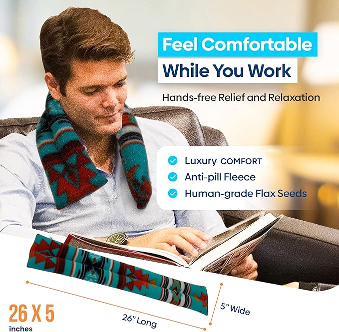 SunnyBay Microwave Heating Pad, Microwavable Moist Heated Neck and Shoulder Wrap, Versatile Weighted Beanbag Cold Pack or Warm Compress for Pain Relief, 26x4 Inches, Canyon