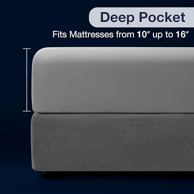 CASUAL LIVING Twin XL Sheets Set 3 Piece Cooling Sheets with 1 Pillowcase Soft Microfiber Hypoallergenic Washable Bed Set Deep Pocket Lightweight Bedding for College Dorm Essentials, Twin XL, Grey